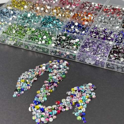 Nail Art Rhinestones Kit Nail Gems Ab Flatback Rhinestones Gems Stones (24 Grid 3mm) - color: 24 Grid 3mm