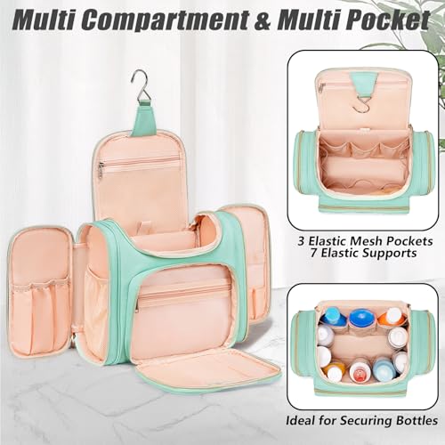 Tealari Large Toiletry Bag for Women Men,Bathroom Bag,Water Resistant Shower Bag,Makeup Bag,Toiletry Bags for Traveling,Hanging Toiletry Bag with Transparent Waterproof Phone Pocket (Green) - color: Green
