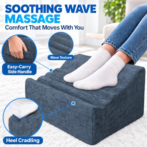 Under Desk Footrest, Multi-Functional Footrest with Portable Handle - color: Denim Light Blue