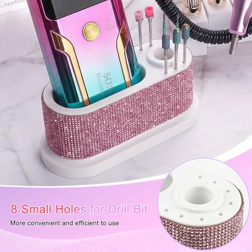 ANGNYA Nail Drill Machine Holder Efile Stand and Organizer Storage Box Case - color: Pink