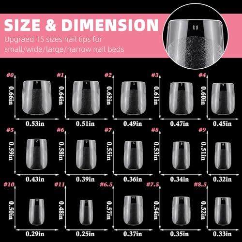 360pc Extra Short Square Nail Tips Short Fake Nail Square Acrylic Nail Tip