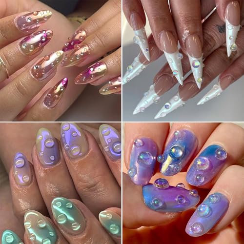 Mixed Sizes Clear Bubble Beads 3D Nail Art Charms Semi-Circular Jewelry - color: Clear
