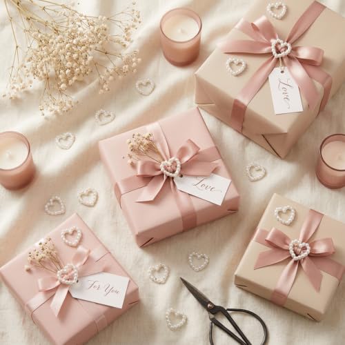 500 Pcs Pearl Heart Table Scatter Confetti, Faux Pearl Heart Bead Charms for Nail Art Manicure, Wedding Table Scatter, Cake Decor and Gift Wrapping DIY Crafts