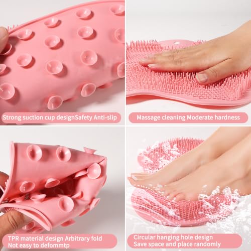 3PACK Silicone Shower Foot Scrubber,Wall Slip Suction Cups Body Scrubber