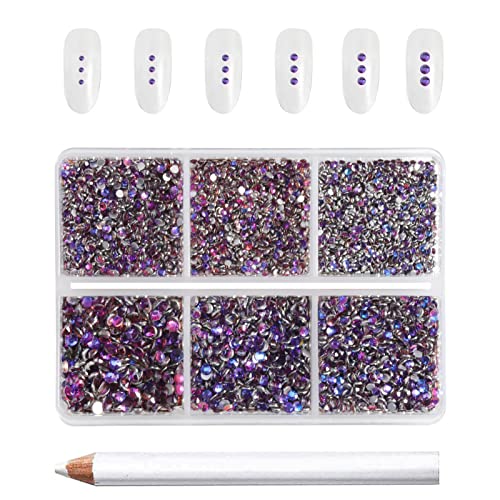 Beadsland Flatback Rhinestones, Purple Velvet, 7200pcs Mixed 6 Sizes - color: Purple Velvet