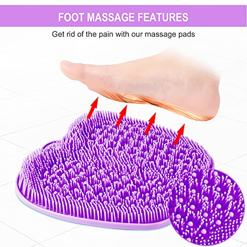 BESKAR XL Larger Shower Foot Scrubber Mat with Non-Slip Suction Cups - color: Purple