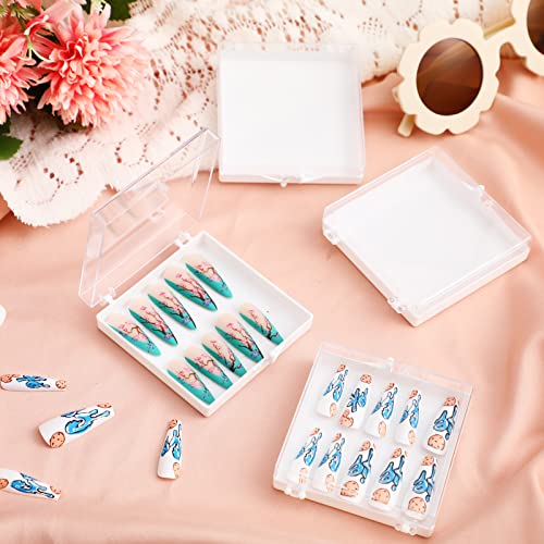 Landhoow 15 Pcs Press on Nail Box, Acrylic Display Case,White - color: White