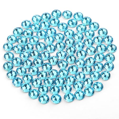 Rhinestones 1440pcs SS12 (3.0-3.2mm) Glass Flatback Crystal Aquamarine - color: Aquamarine, size: SS12/1440pcs