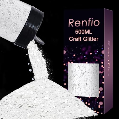 Renfio Pearl White Glitter,Matte White Chunky for Snowglobe Tumbler - color: Pearl White