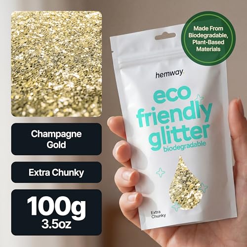 Hemway Biodegradable Glitter Champagne Gold 3.5oz Eco Friendly Extra Chunky - color: Champagne Gold, size: Extra Chunky (1/24" 0.040" 1mm)