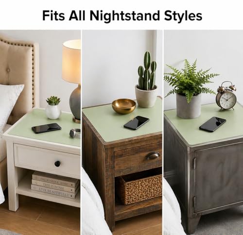 Leather Nightstand Mat for Bedside Table, Waterproof Vanity Desk and Nail Table Mat, Non-Slip Dresser Top Cover for Makeup, Perfume and Daily Essentials(Green, 23.6"*15.7") - color: Green, size: 23.6" x 15.7"