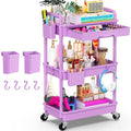 Goovilla 3 Tier Rolling Utility Cart Organizer with Removable Drawer,Purple - size: 3 Tier, style: Purple