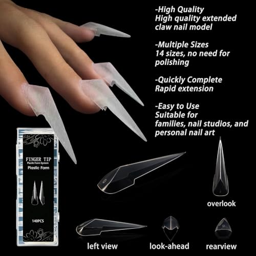 140 Pcs Stiletto Claw Nail Tips Forms Poly Gel Extension Eagle Claw - color: Styl 1