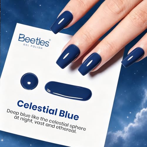 Beetles Navy Blue Gel Nail Polish, 15ML Celestial Blue Gel Polish - color: D - Blue | Celestial Blue