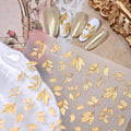 1 Sheet Fall Gold Leaf Nail Stickers 5d Embossed Leaves Nail Decals - color: Gold Leaves