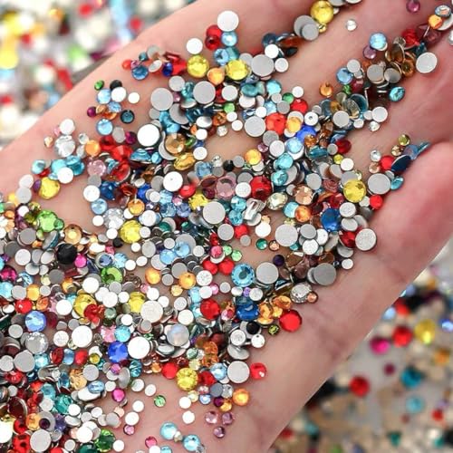 1440pcs Shiny Zircon Nail Rhinestones Colorful Zircon Mini Nail Clear Rhinestones Multi Shapes Crystal Nail Gems Multi-Color Flatback Gemstones Nail Accessories Nail Supplies - color: Multicolor Gem-B