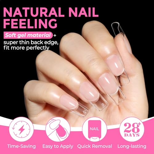 UNA GELLA Medium Square Soft Gel Nail Tips 216pcs