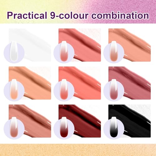 9 Colors Pat Painting Nail Gel Sponge Set,Hema＆TPO Free,No Wipe - color: Terracotta Blush Set