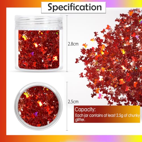 Laza 2.5g Chunky Glitter Bowknot Shaped Confetti Nail Sequins - color: Metallic Red