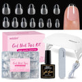 Misssix Extra Short Almond Gel Nail Tips Kit, 216Pcs Pre Etched Clear Nails