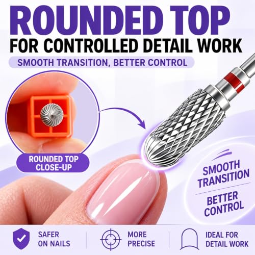 3/32" Carbide Nail Drill Bits, Fine - F, Smooth Round Top