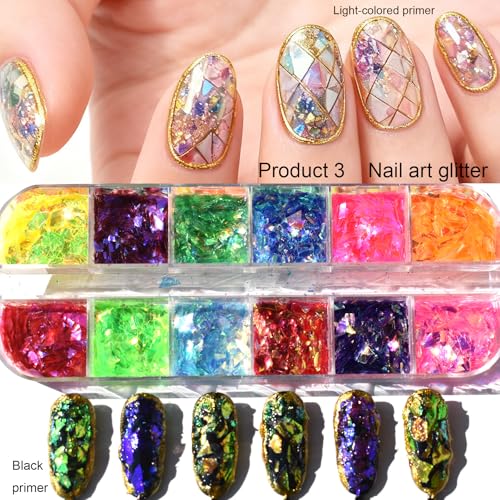 3 Boxes of Crystal Mash Clay Strip Flowers Fruit Slices Nail Art Glitter