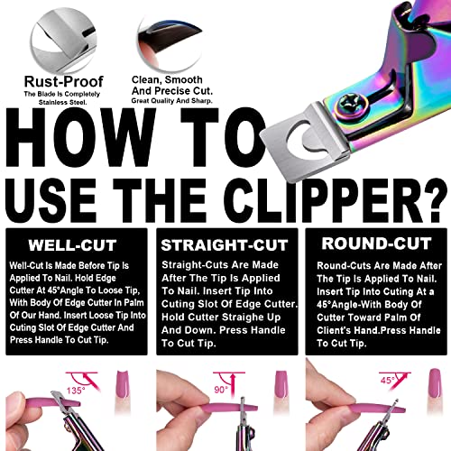 Chameleon Adjustable Nail Clippers Acrylic Nail Tip Cutter Set - color: 16 Elegant Violet Red, size: Samll Handle