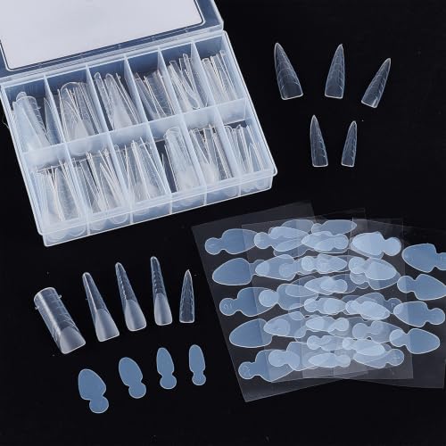 NICENEEDED 144 PCS Dual Nail Forms Set, 4 Style 12 Size, Clear