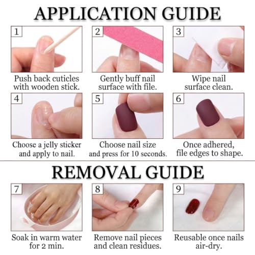 Red Press on Nails Almond Fake Nails 24Pcs - color: Color-1