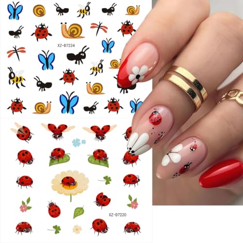 30 Sheets Insect Nail Stickers Fall Flower Butterfly Nail Decals - color: Style-09
