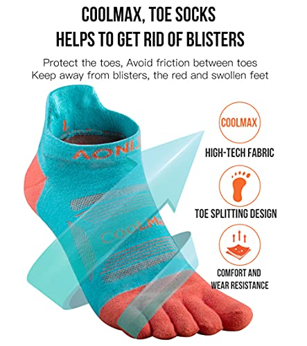 Toe Socks Cool-max Running Socks for Men Women 3 Pairs Athletic Breathable Five Finger Socks - color: Multicolor-d02# Ankle/3 Pairs, size: Medium
