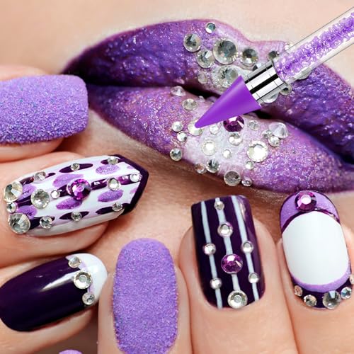 Tatuo 2 Pcs Rhinestone Picker Tool Kit with 2 Wax Head, Pink, Purple - color: Pink, Purple