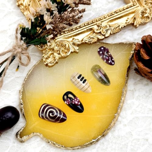 30pcs Fall Fake Nails Autumn Mushroom Fruit Press on Acrylic Nails - color: Halloween Press on Nails 23