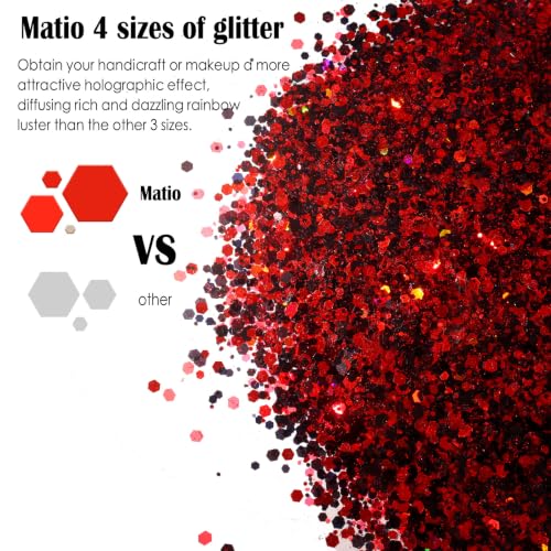 Matio Halloween Chunky Glitter,7.80z/220g Vampire Gala Red Black Glitter - color: Vampire Gala
