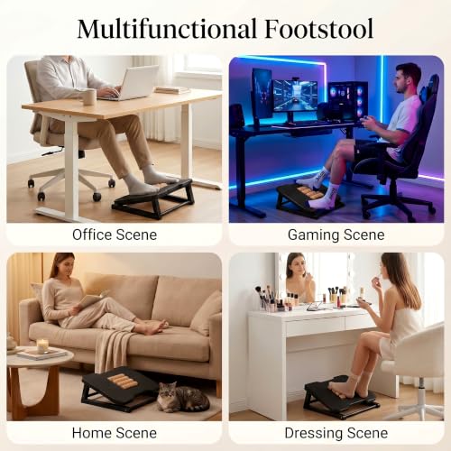 Bamboo Under Desk Foot Rest Foot Stool Rocking Footrest (Black Triangle) - color: Black, size: Triangle