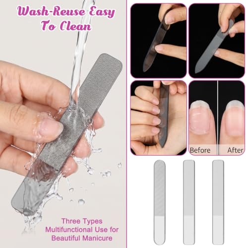 7 PCS Glass Nail File Kit Glass Files for Nails Etched