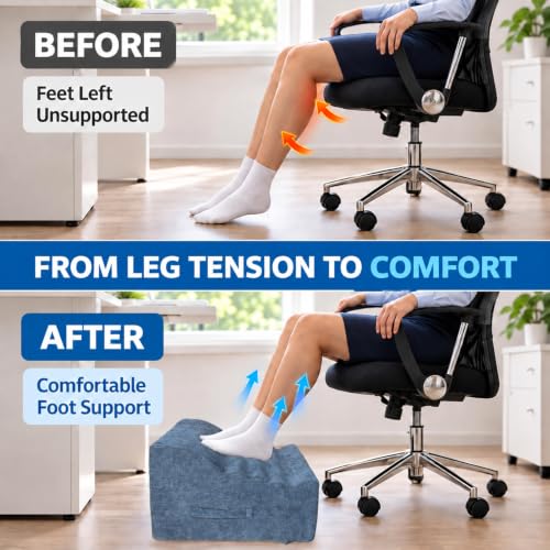 Under Desk Footrest, Multi-Functional Footrest with Portable Handle - color: Denim Light Blue