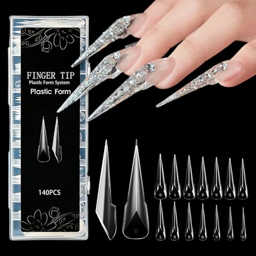 140 Pcs Stiletto Claw Nail Tips Forms Poly Gel Extension Eagle Claw - color: Styl 1