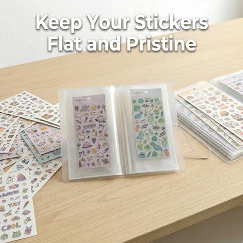 Sticker Organizer Album With 100 Clear Pockets For Sticker Sheets - size: Large(4.8" x 9.6")