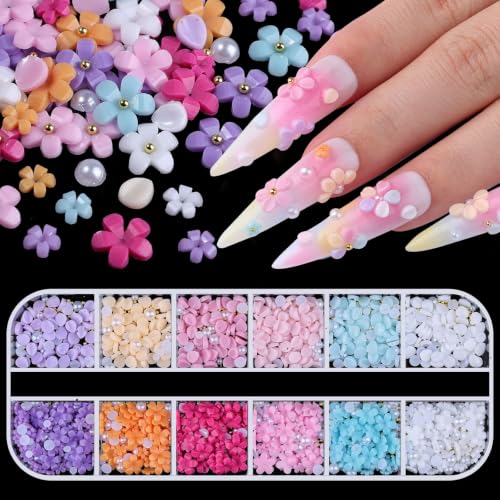 3D Flower Nail Art Charms Resin Flower Petals Charms for Acrylic Nails - color: 20-K1-Colorful
