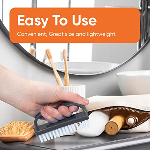 Superio Stiff Nail Brush Cleaner with Handle 6 Pack, Durable Scrub Brush, Clean Toes, Fingernails- Hand Scrubber- All-Purpose Cleaning Brush for Home, Kitchen, Work- Stiff Bristles (Black and White) - color: 6 Pack White Smoke/Grey