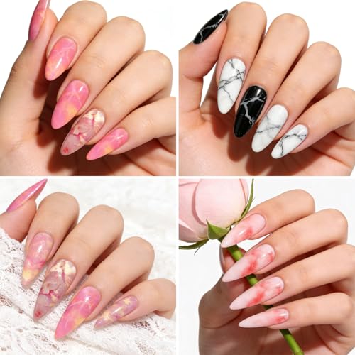 10 Rolls Marble Print Nail Art Foil Gradient Marbled Pattern - color: Pink Marble