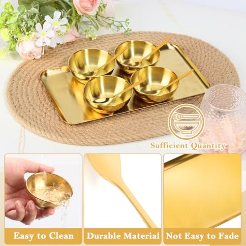 9 Pcs Gold Facial Supplies Large Gold Skincare Tray 4 Stainless Steel Facial Mask Mixing Bowls 4 Esthetician Mixing Spoons Spa Tray Esthetician Bowls for Mask Body Care Bathroom - color: Gold