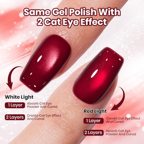 Beetles Red Halloween Cat Eye Gel Nail Polish, 15ML Wine-Stained Cherry - color: C - Red | Wine-Stained Cherry