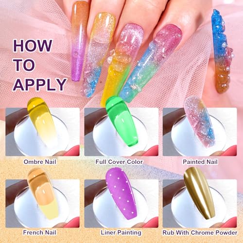 Gradient Painting Gel,9 Colors Ombre Gel Nail Polish Glazed Color - color: Dopamine Fructose