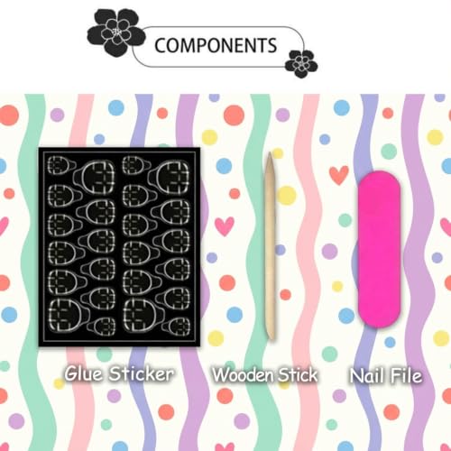 Fun Y2K Press on Nails Short Oval Cute Fake Nails 24Pcs - color: Color-6