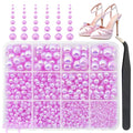 qiipii 2-10mm Light Purple AB Flatback Half Round Pearls Gems Nails Charms - color: Light Purple, size: AB Coating Half Pearls