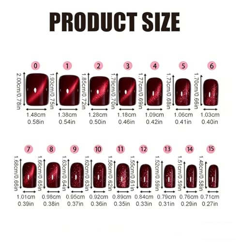 Dark Brown Cat Eye Press on Nails Medium Square Glossy Fake Nails 30 Pcs - color: Style-8