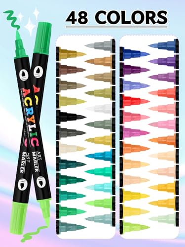 Kalolary 48 Color Nail Art Markers Set 3D Nail Art Pens Point Nail - color: 48 Color - C