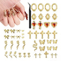 Beetles Gold Nail Charms Set 54PCS Metallic Nail Art Tools - color: E - Gold-54
